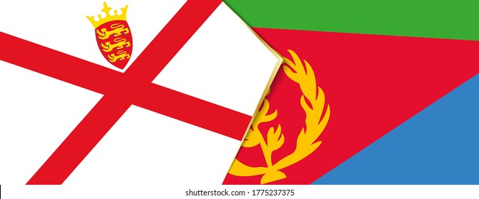 Jersey and Eritrea flags, two vector flags symbol of relationship or confrontation.