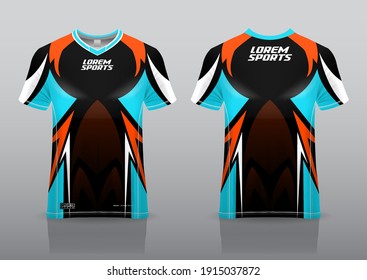 jersey esport design for gaming,
uniform in front view back view. Shirt mock up Vector,
design premium  and easy to custom