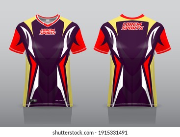 jersey esport design for gaming,
uniform in front view back view. Shirt mock up Vector,
design premium  and easy to custom