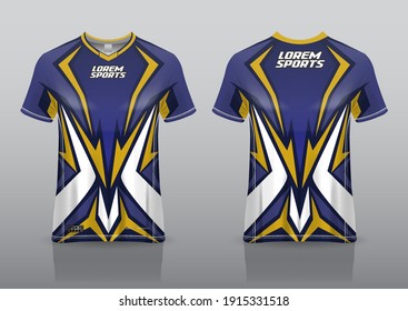jersey esport design for gaming,
uniform in front view back view. Shirt mock up Vector,
design premium  and easy to custom