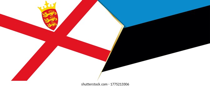 Jersey and Estonia flags, two vector flags symbol of relationship or confrontation.