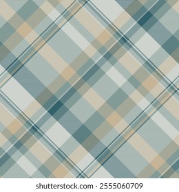 Jersey fabric textile pattern, ornamental seamless vector plaid. Modern check background texture tartan in pastel and light gray colors palette.