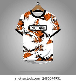 JERSEY FANTASY ORANGE FLOWERS GRUNGE