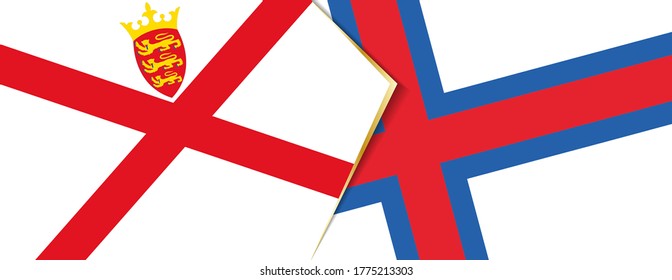 Jersey and Faroe Islands flags, two vector flags symbol of relationship or confrontation.