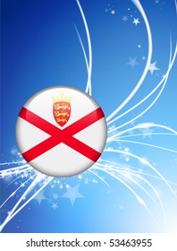 Jersey Flag Button on Abstract Light Background Original Illustration