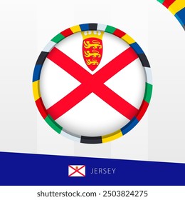 Jersey Flag with Colorful Circle Border. Vector icon.