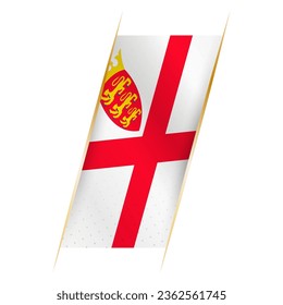 Jersey flag in the form of a banner with waving effect and shadow. Modern vector design.