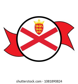 Jersey flag in glossy round button of icon. flag logo of Jersey emblem isolated on white background, Jersey national concept sign, Vector illustration.