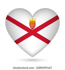 Jersey flag in heart shape. Vector illustration.