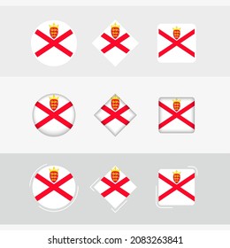 Jersey flag icons set, vector flag of Jersey. Three versions of icon.