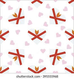 Jersey flag independence day seamless pattern. Patriotic country flag background. Jersey flag in the shape of heart. Vector seamless pattern.
