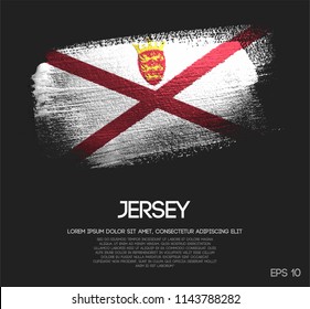 Jersey Flag Made of Glitter Sparkle Brush Paint Vector