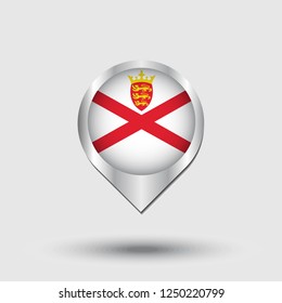 Jersey flag map pointer with shadow. Vector illustration