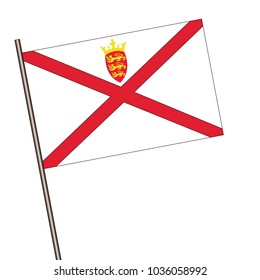 Jersey  Flag with Metal Pole. Vector illustration.