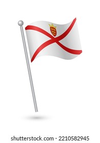 Jersey flag on pole waving in the wind vector illustration
