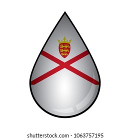 The Jersey flag painted on 3D water drop