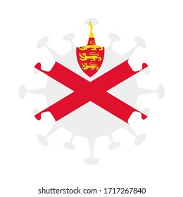 Marca de Jersey en forma de virus. Signo de país. Ilustración vectorial.