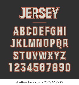 Jersey font. Vintage sport font in american style for football, baseball or basketball logos and t-shirt.	