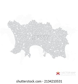 Jersey grey map isolated on white background with abstract mesh line and point scales. Vector illustration eps 10