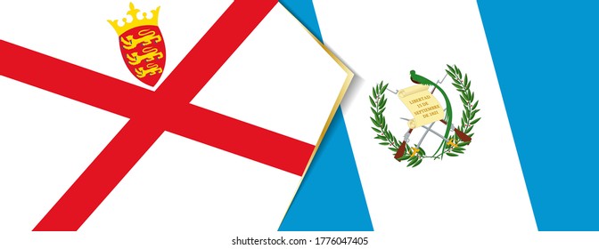 Jersey and Guatemala flags, two vector flags symbol of relationship or confrontation.