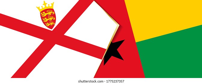 Jersey and Guinea-Bissau flags, two vector flags symbol of relationship or confrontation.