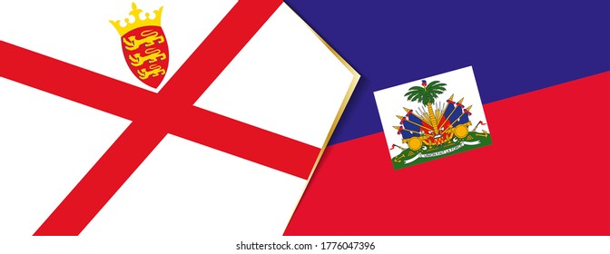 Jersey and Haiti flags, two vector flags symbol of relationship or confrontation.