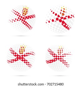 Jersey halftone flag set patriotic vector design. 3D halftone sphere in national flag colors isolated on white background.