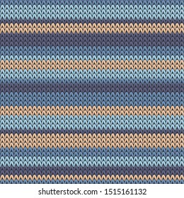 Jersey horizontal stripes knitting texture geometric seamless pattern. Pullover knitting pattern imitation. Norwegian style seamless knitted pattern. Handicraft backdrop.