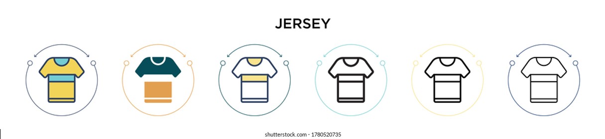 Jersey icon in filled, thin line, outline and stroke style. Vector illustration of two colored and black jersey vector icons designs can be used for mobile, ui, web