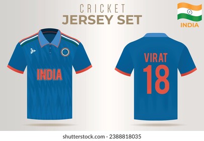 Jersey for India Cricket Team Front and Back view