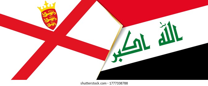 Jersey and Iraq flags, two vector flags symbol of relationship or confrontation.