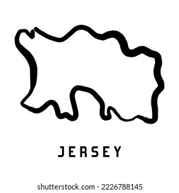 Esquema simple del mapa de la isla de Jersey. Mapa de estilo simplificado dibujado a mano por vectores.