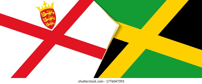 Jersey and Jamaica flags, two vector flags symbol of relationship or confrontation.