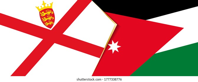 Jersey and Jordan flags, two vector flags symbol of relationship or confrontation.