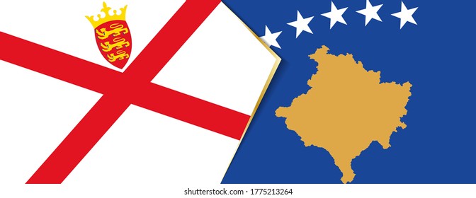 Banderas de Jersey y Kosovo, dos banderas vectoriales símbolo de relación o enfrentamiento.