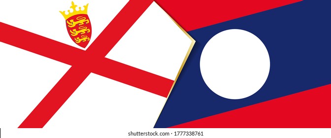 Jersey and Laos flags, two vector flags symbol of relationship or confrontation.