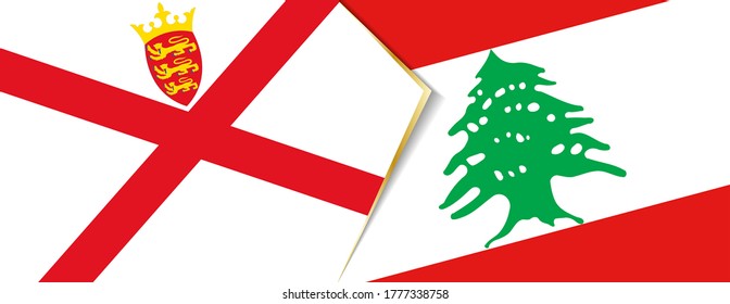 Jersey and Lebanon flags, two vector flags symbol of relationship or confrontation.