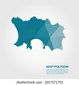 Jersey Map Abstract geometric rumpled triangular low poly style gradient graphic on white background