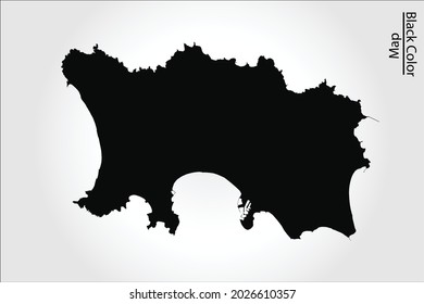 Mapa de Jersey de color negro sobre fondo
