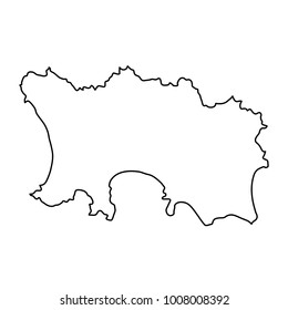 Jersey map of black contour curves on white background of vector illustration.