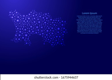 Mapa de Jersey de las estrellas del espacio azul y brillante forma geométrica abstracta concepto. Ilustración vectorial.