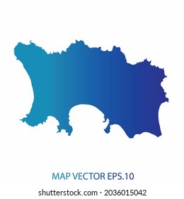 Jersey map, blue gradient color , infographic style , on white background with Map World. Wire frame 3D mesh , map 3D,