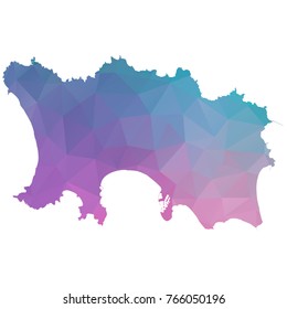 jersey map. Blue and Pink polygonal shape vector illustration on white background. Vector illustration eps 10.