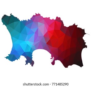jersey map. Blue and Red polygonal shape vector illustration on white background. Vector illustration eps 10.