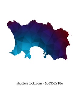 Jersey  map - Colorful Polygonal map of Jersey  rumpled triangular low poly style gradient graphic background , Vector illustration eps 10.