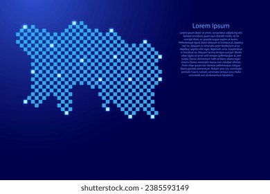 Mapa de Jersey del patrón cuadrado de cuadros azul futurista y estrellas brillantes para pancarta, afiche, tarjeta de saludo