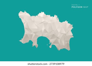 Jersey Map - Green and Gray Polygon Vector Illustration, Low Poly Geometric Design with Clean Minimal Style on Solid Background for Infographic Use.