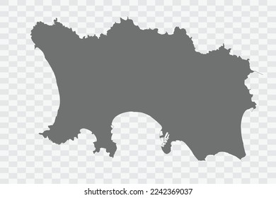 Jersey Map grey Color on White no demarcation line Background  Png