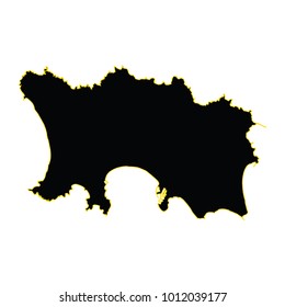 Jersey map outline on the white background. Vector illustration.