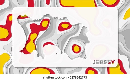 Jersey Map with Paper Cut Waves Background Shape perfect for Greeting Card, Desktop Wallpaper, and Banner